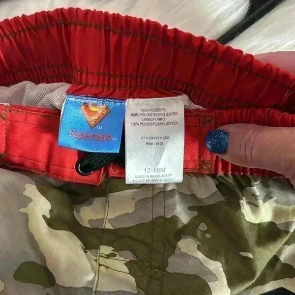 Boys swim trunks super man size 12-18 months new‎ with tags camouflage and red - Picture 5 of 5